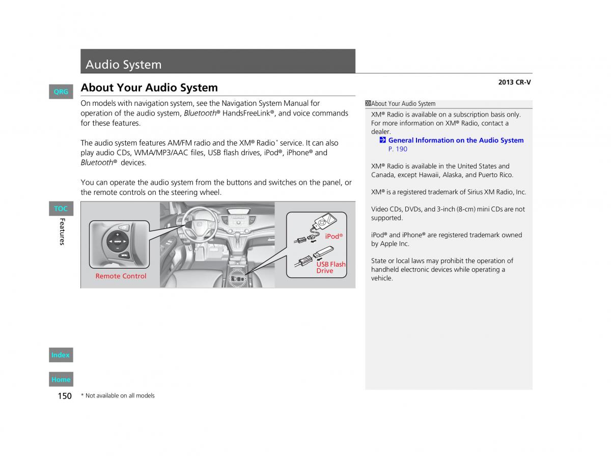 Honda CR V IV 4 owners manual / page 151