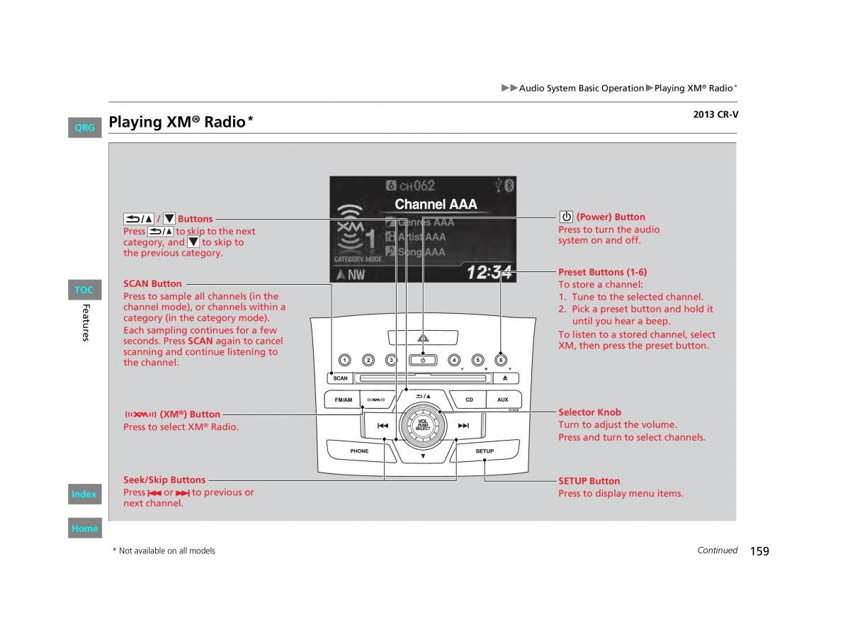 Honda CR V IV 4 owners manual / page 160