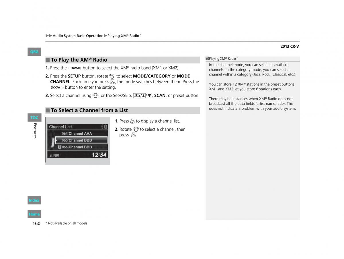 Honda CR V IV 4 owners manual / page 161