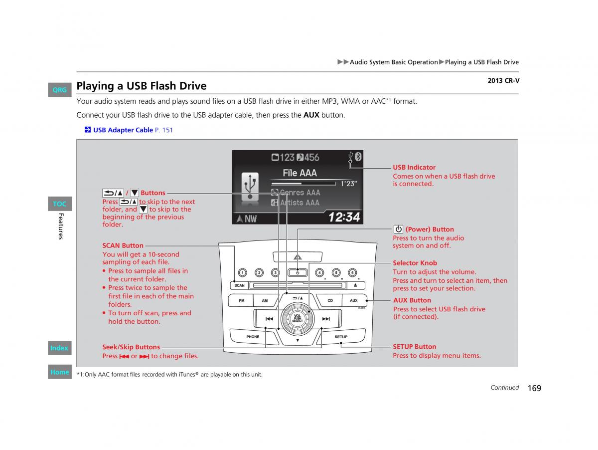 Honda CR V IV 4 owners manual / page 170