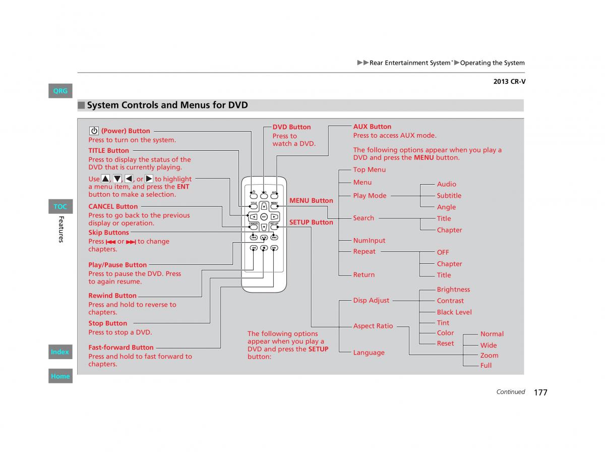 Honda CR V IV 4 owners manual / page 178