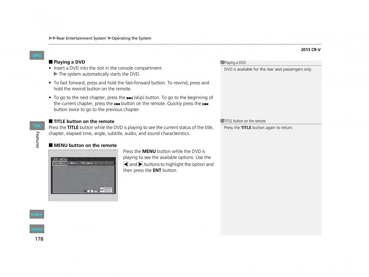 Honda CR V IV 4 owners manual / page 179