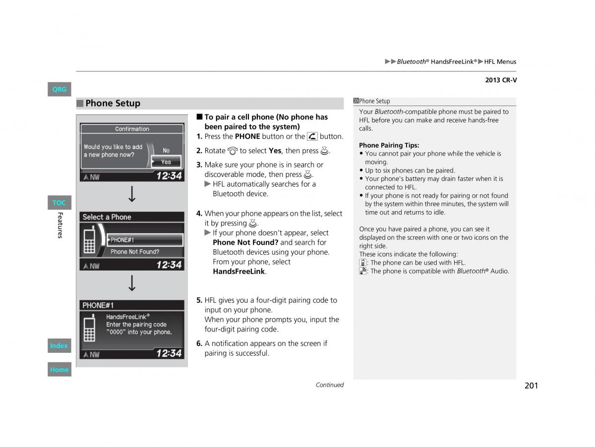 Honda CR V IV 4 owners manual / page 202