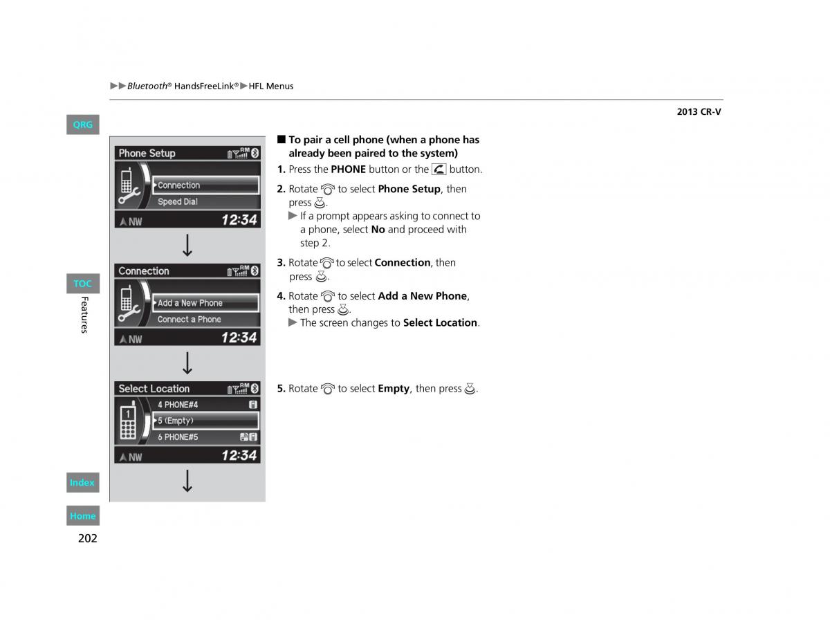 Honda CR V IV 4 owners manual / page 203