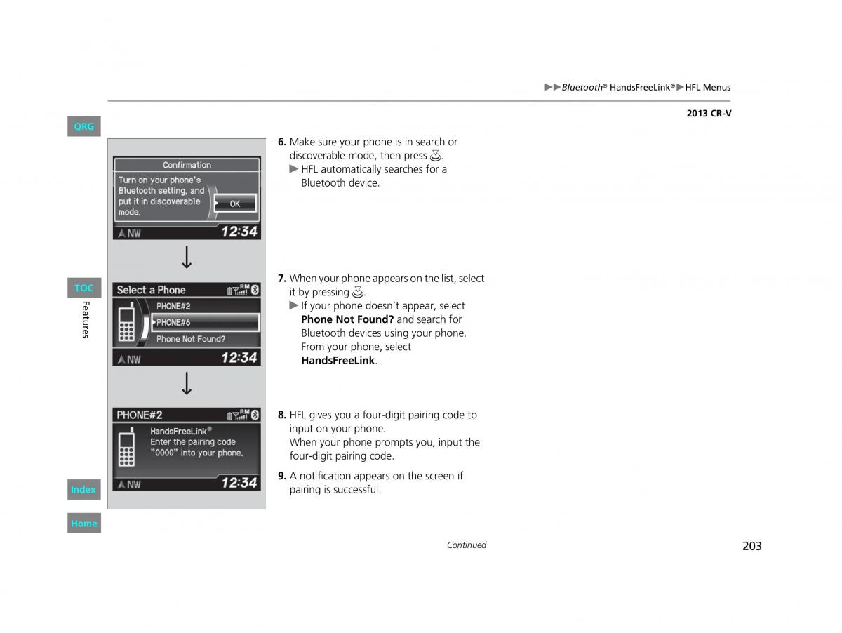 Honda CR V IV 4 owners manual / page 204