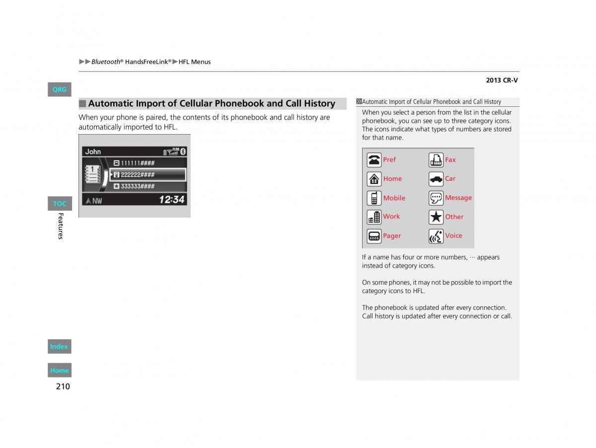 Honda CR V IV 4 owners manual / page 211