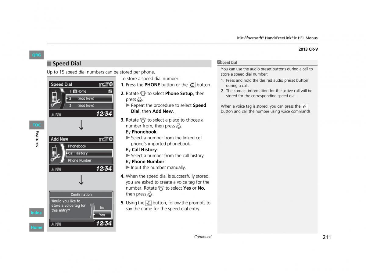 Honda CR V IV 4 owners manual / page 212