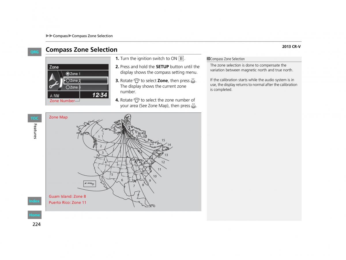 Honda CR V IV 4 owners manual / page 225