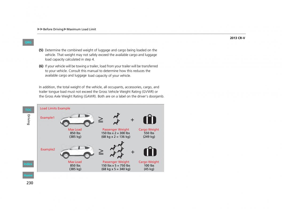 Honda CR V IV 4 owners manual / page 231