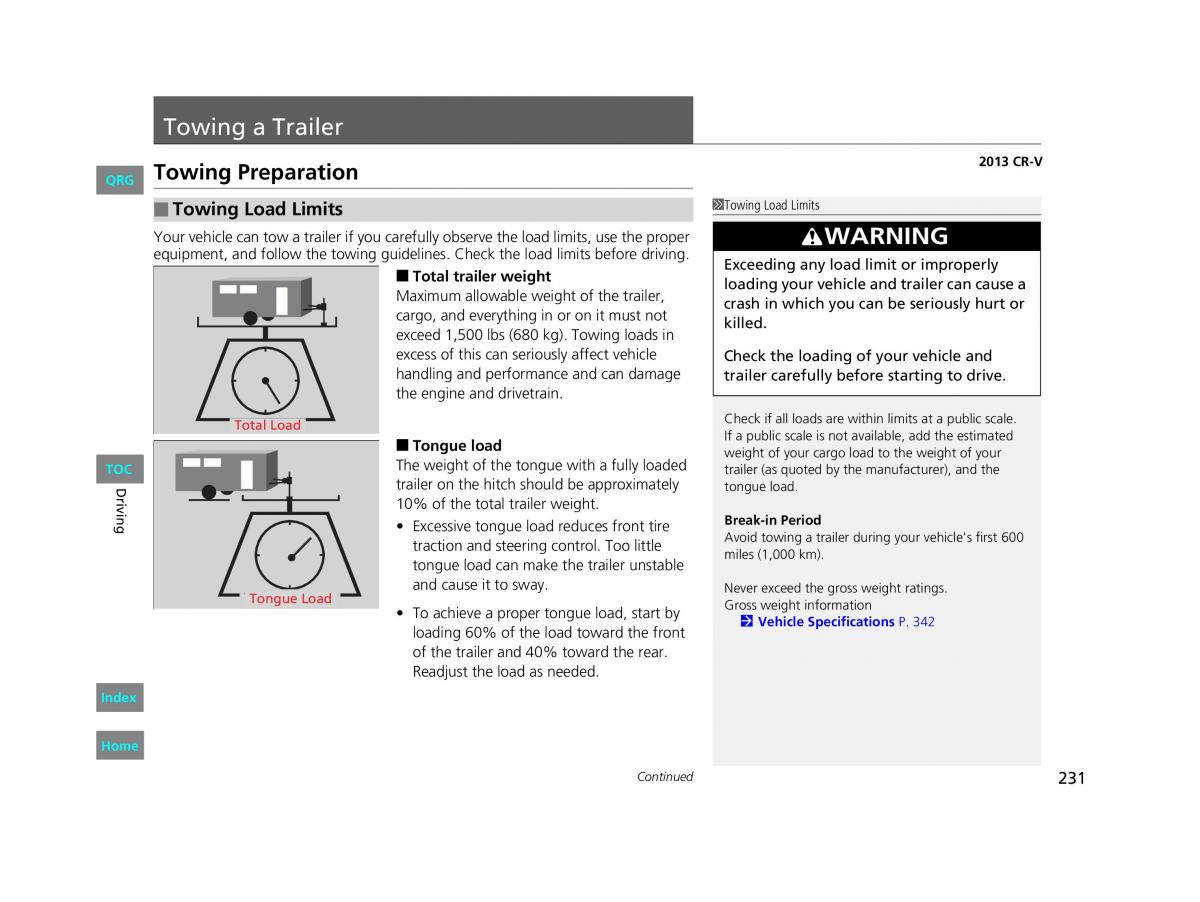 Honda CR V IV 4 owners manual / page 232