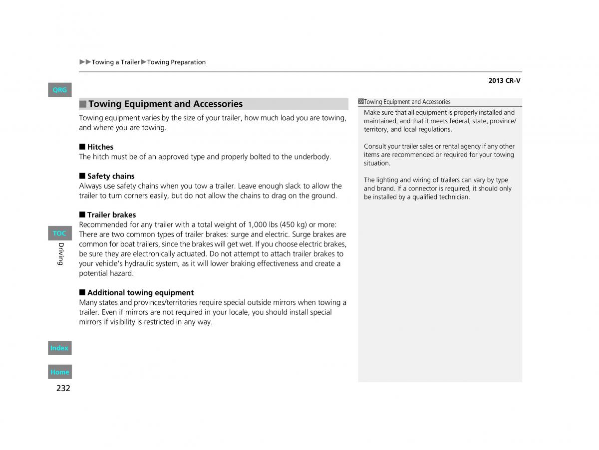 Honda CR V IV 4 owners manual / page 233