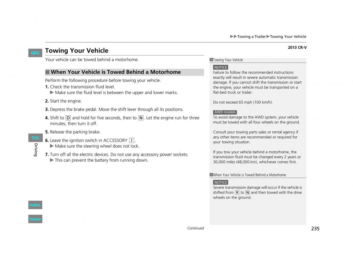 Honda CR V IV 4 owners manual / page 236