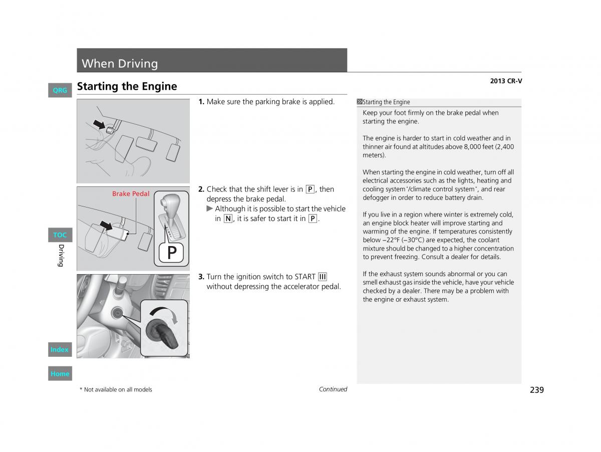 Honda CR V IV 4 owners manual / page 240