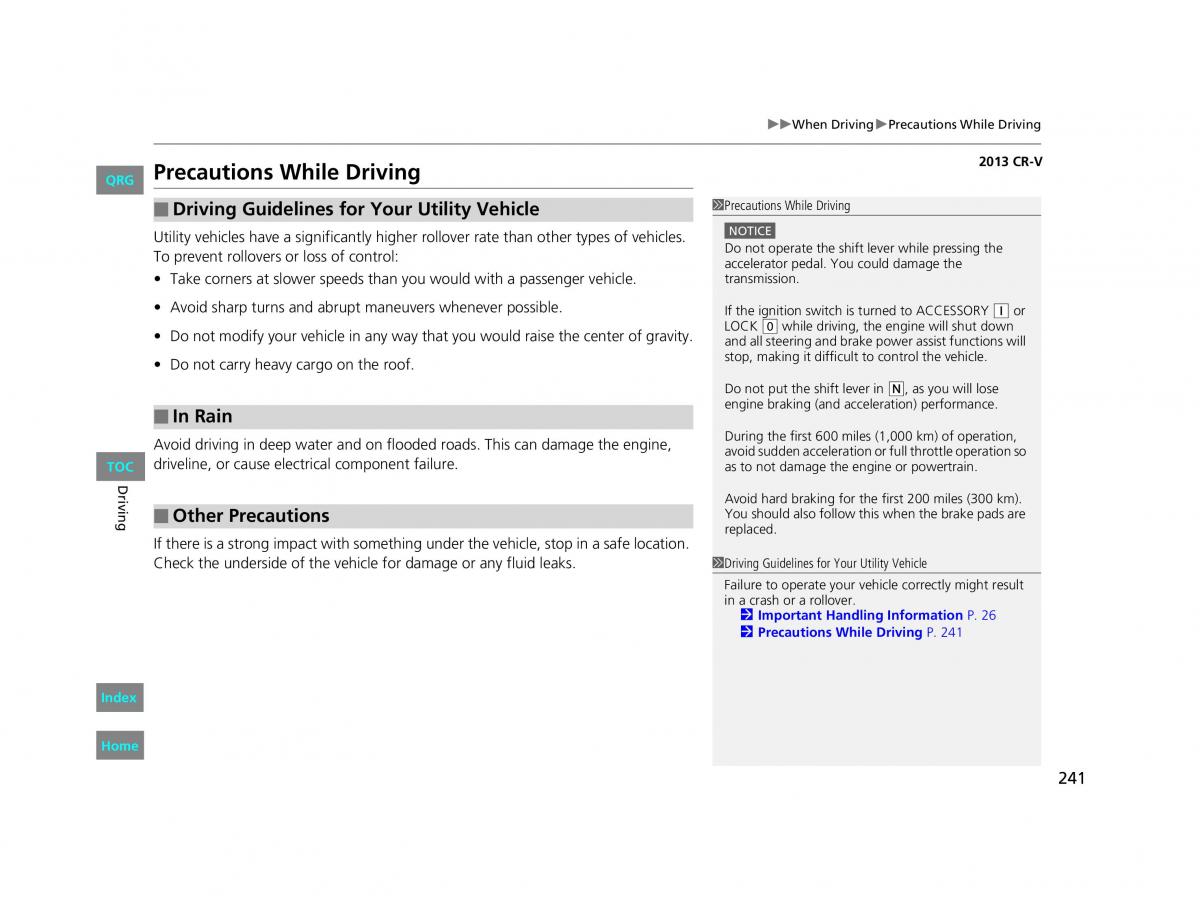 Honda CR V IV 4 owners manual / page 242