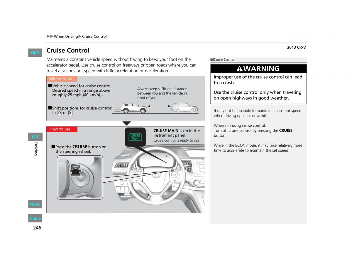 Honda CR V IV 4 owners manual / page 247