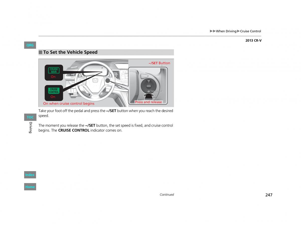 Honda CR V IV 4 owners manual / page 248