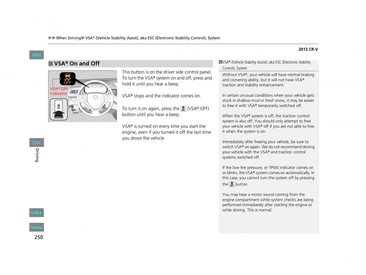 Honda CR V IV 4 owners manual / page 251