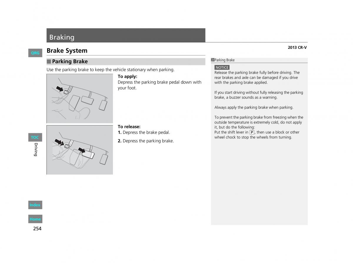 Honda CR V IV 4 owners manual / page 255