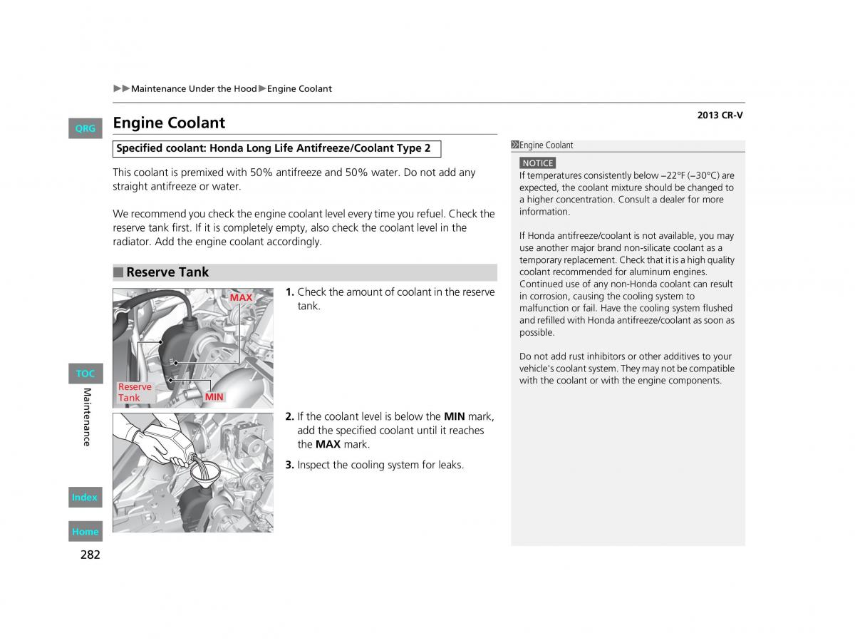 Honda CR V IV 4 owners manual / page 283