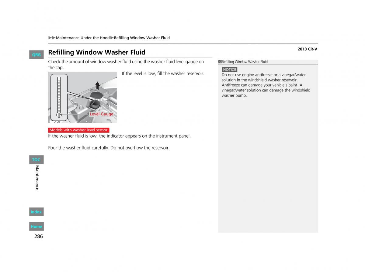 Honda CR V IV 4 owners manual / page 287