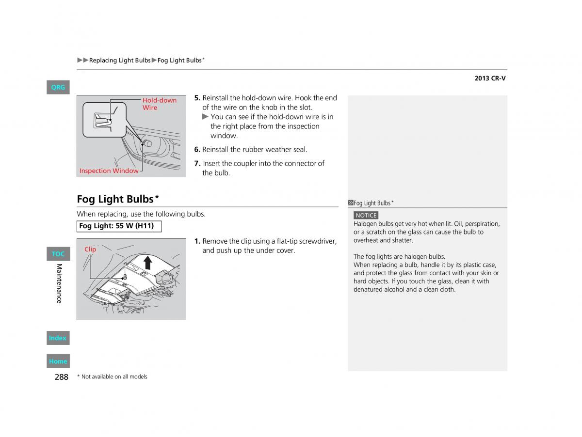 Honda CR V IV 4 owners manual / page 289