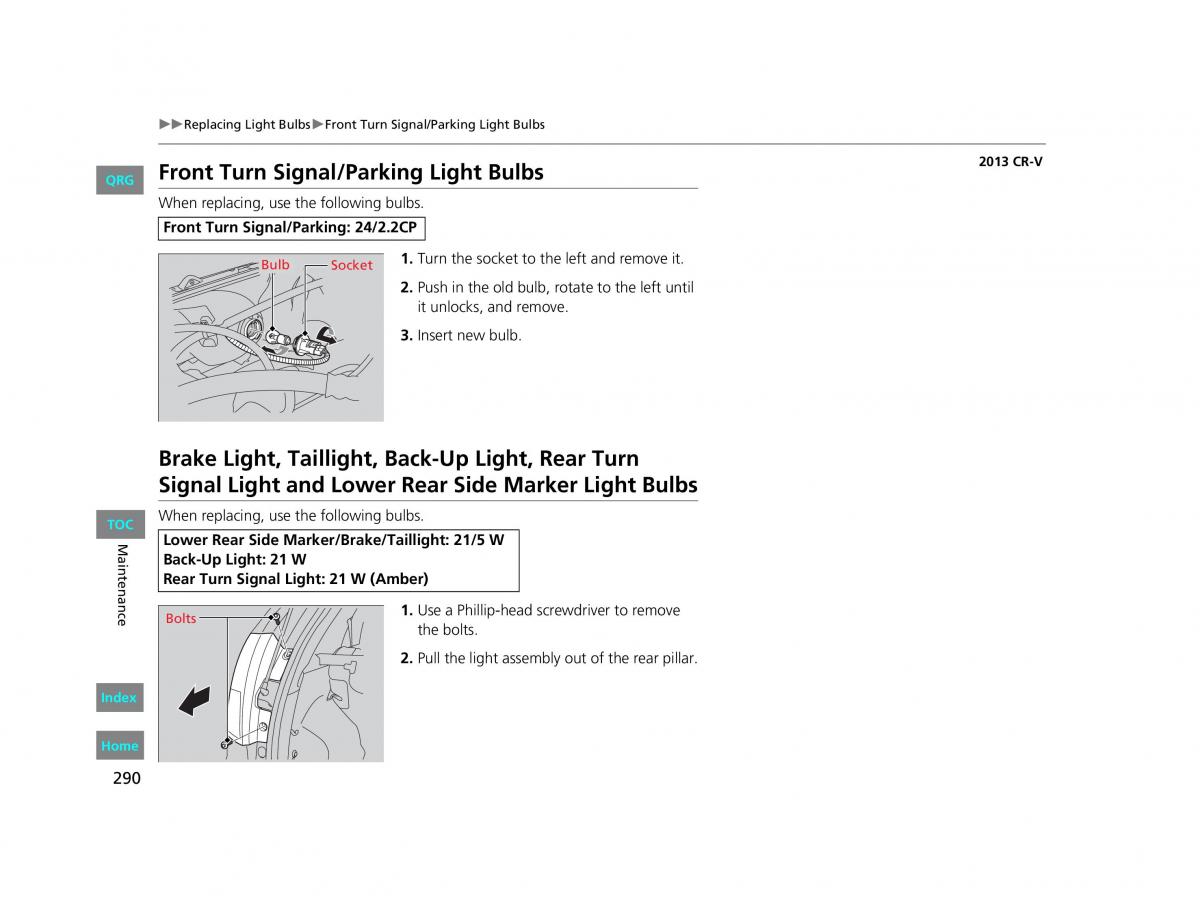 Honda CR V IV 4 owners manual / page 291