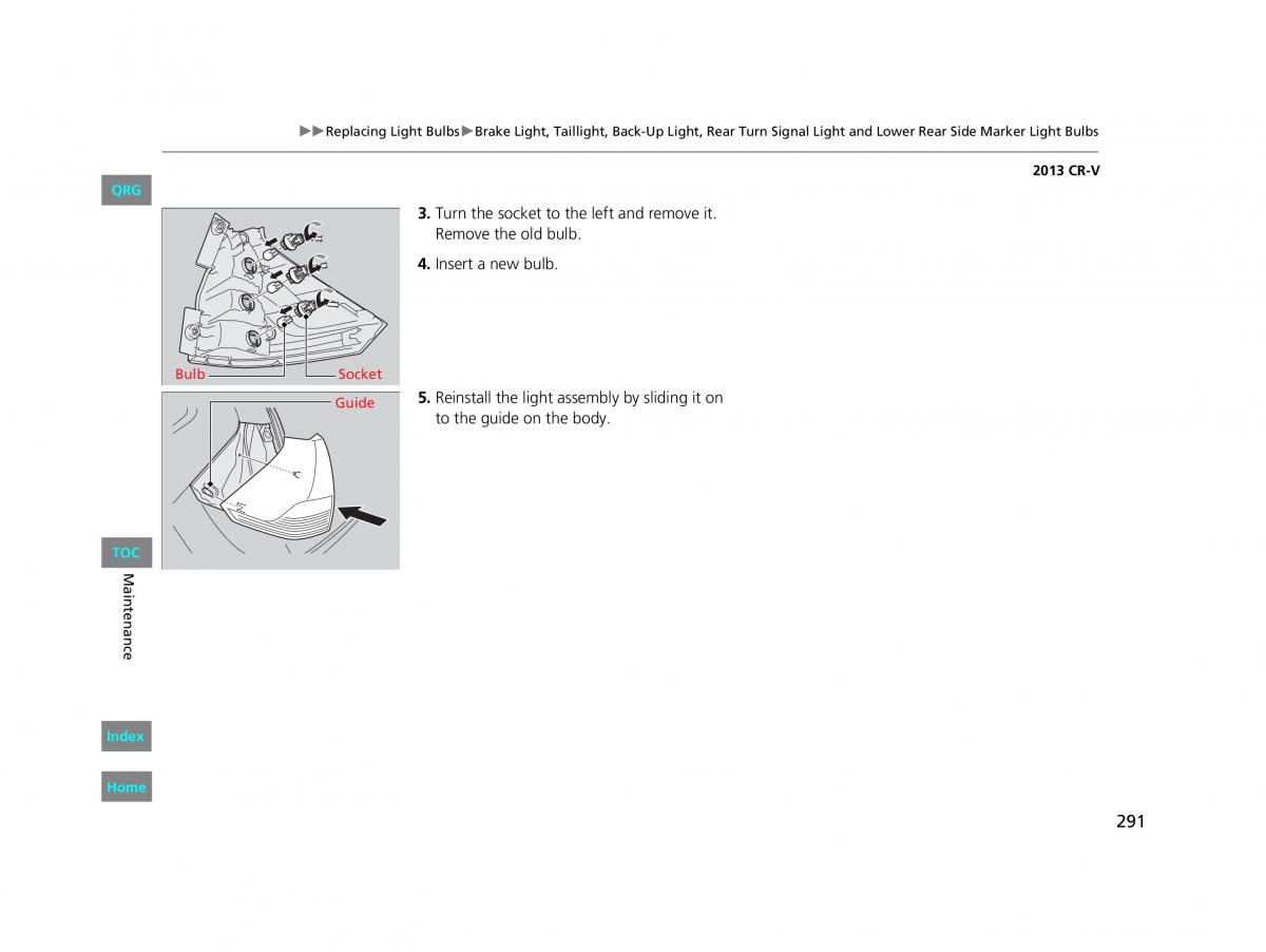 Honda CR V IV 4 owners manual / page 292