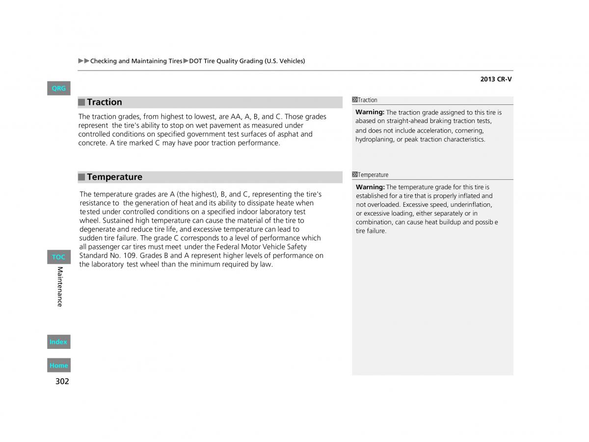 Honda CR V IV 4 owners manual / page 303