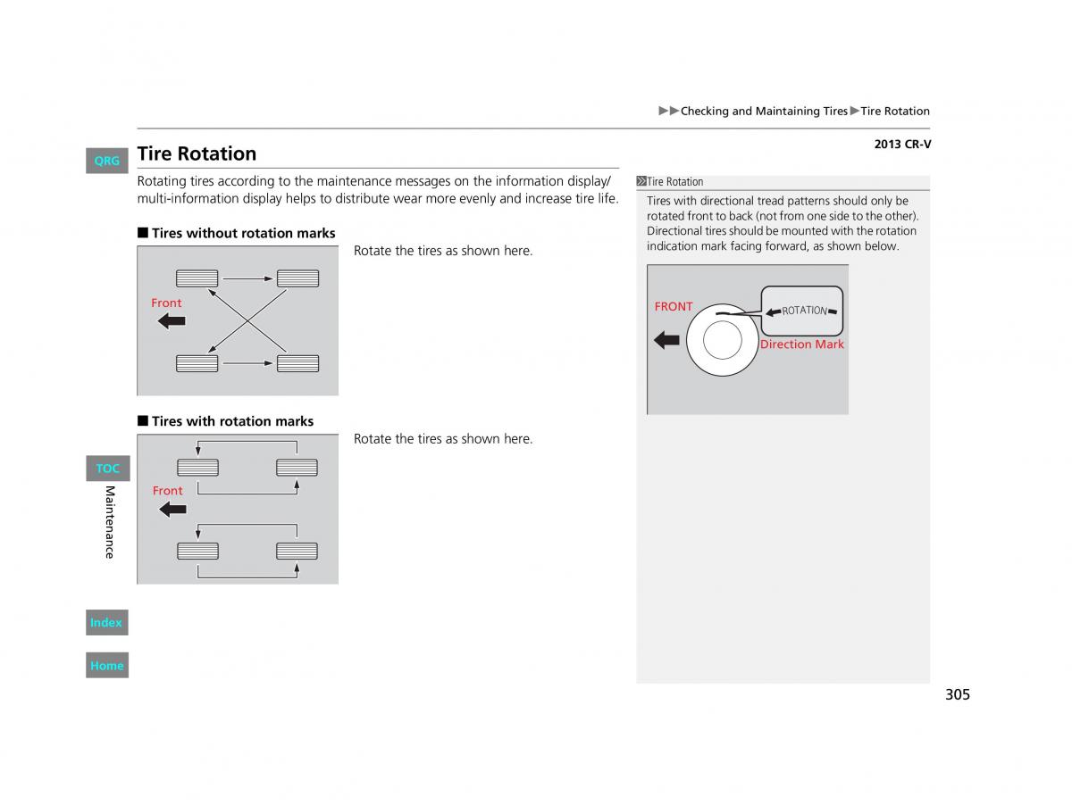 Honda CR V IV 4 owners manual / page 306