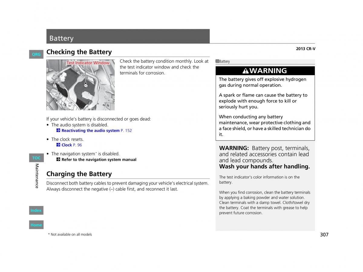 Honda CR V IV 4 owners manual / page 308