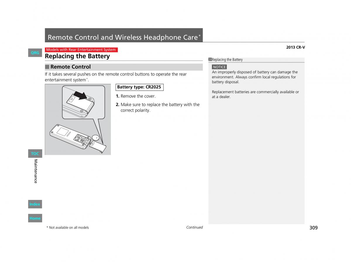 Honda CR V IV 4 owners manual / page 310