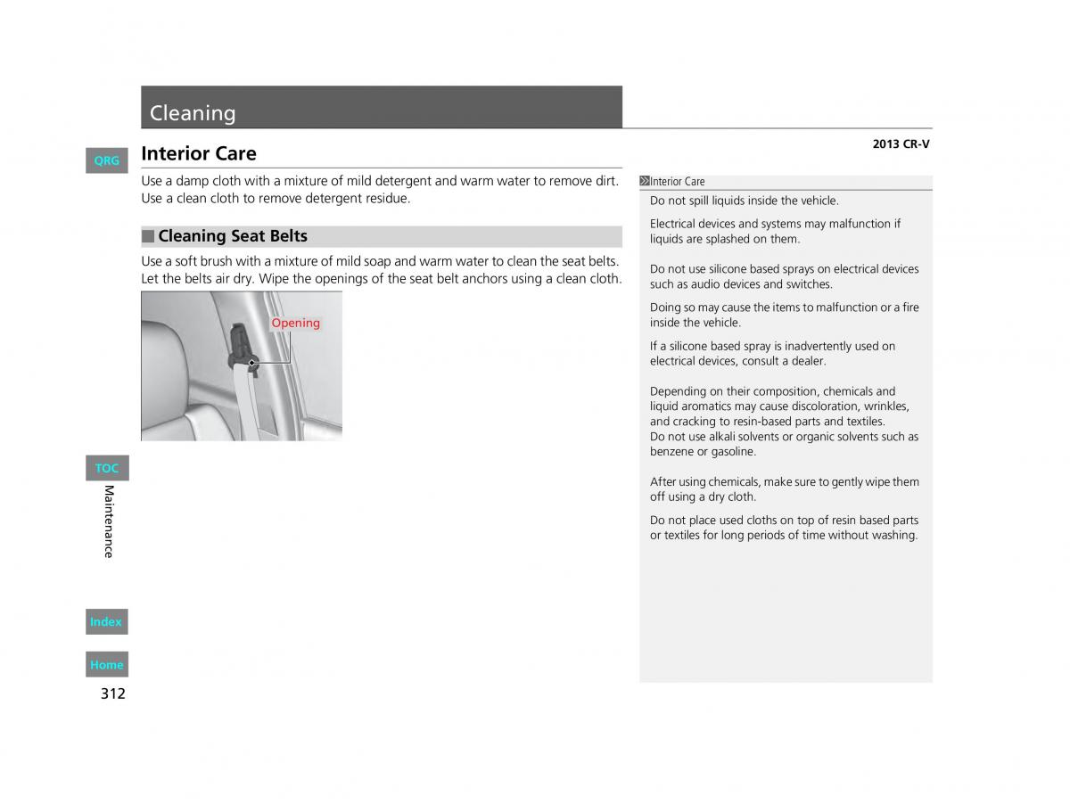 Honda CR V IV 4 owners manual / page 313