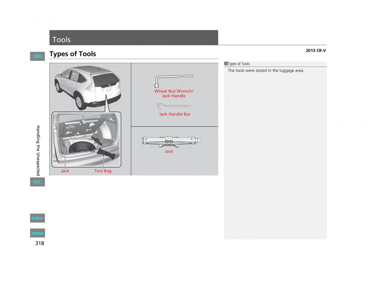 Honda CR V IV 4 owners manual / page 319