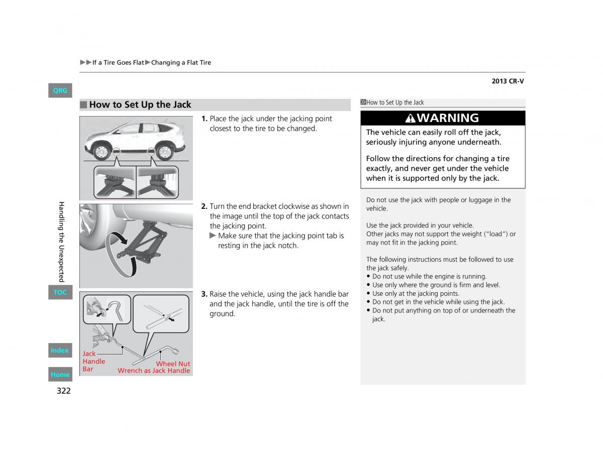 Honda CR V IV 4 owners manual / page 323