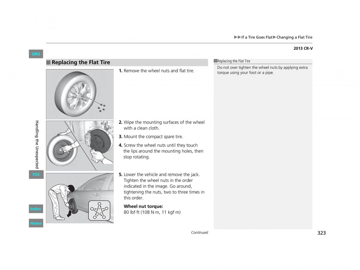 Honda CR V IV 4 owners manual / page 324