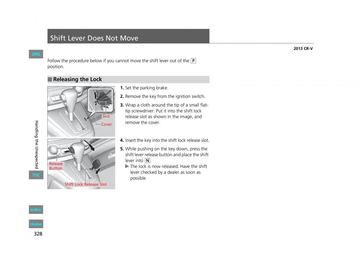 Honda CR V IV 4 owners manual / page 329