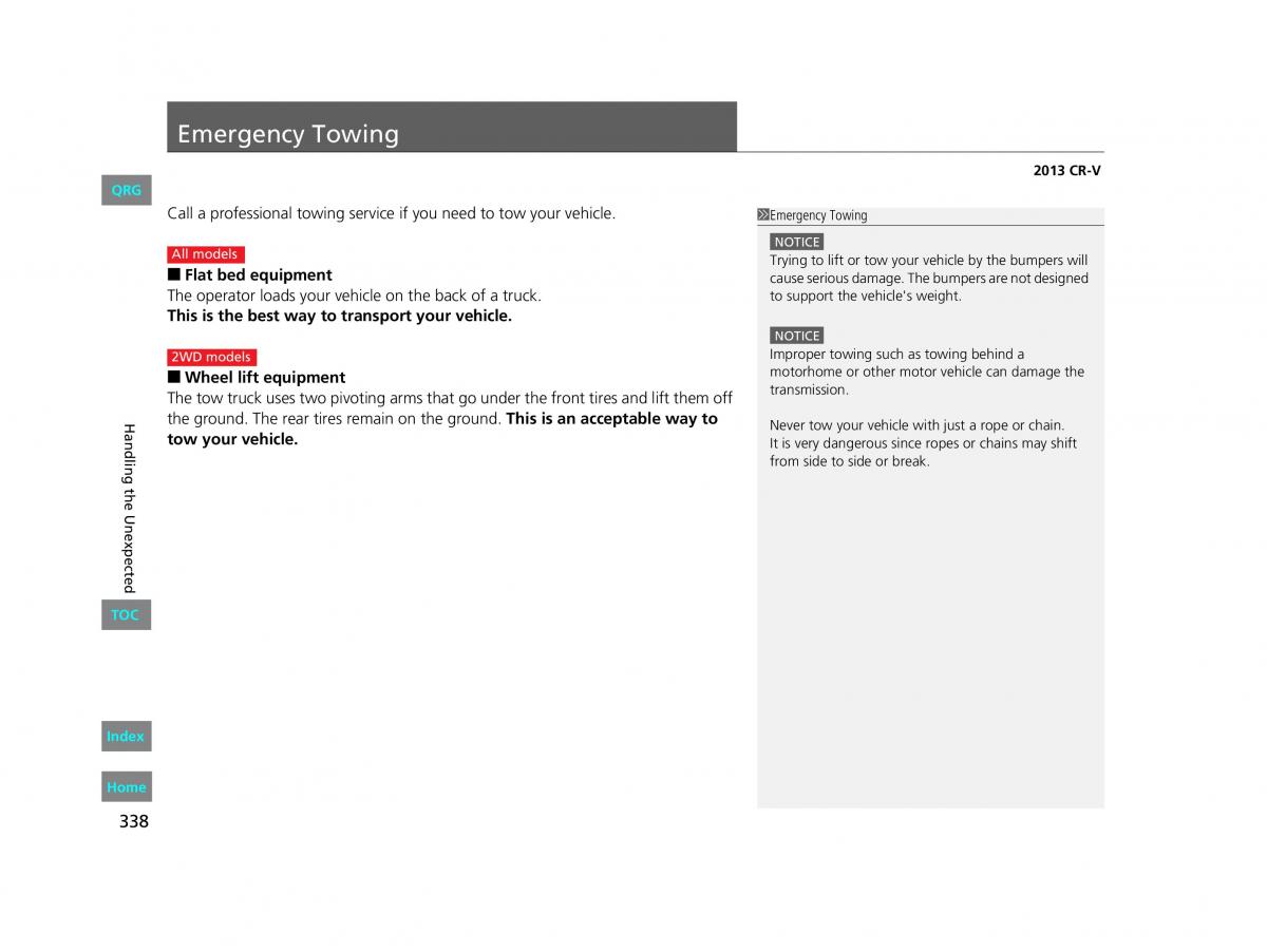 Honda CR V IV 4 owners manual / page 339