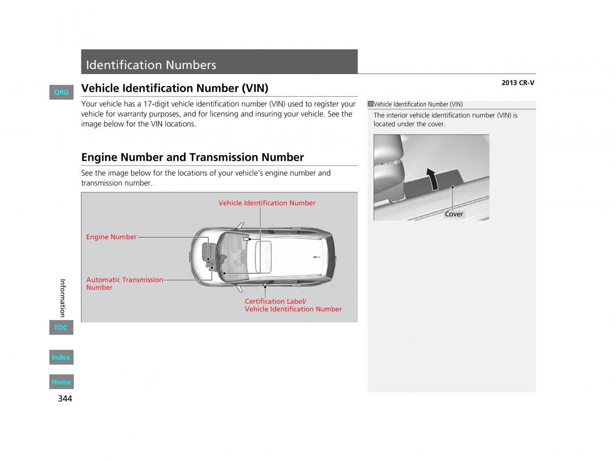 Honda CR V IV 4 owners manual / page 345