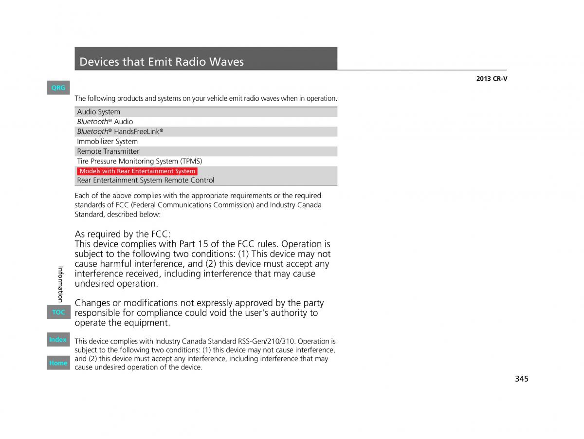 Honda CR V IV 4 owners manual / page 346