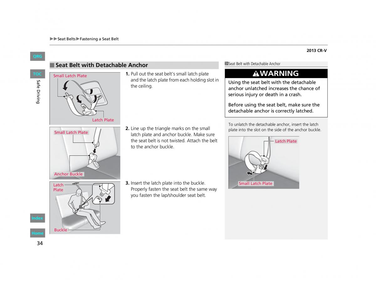 Honda CR V IV 4 owners manual / page 35