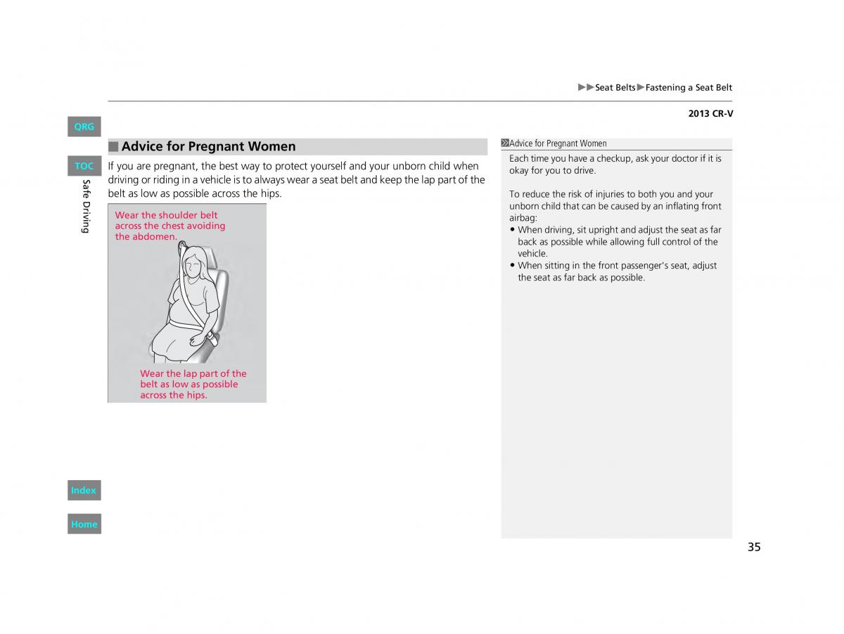 Honda CR V IV 4 owners manual / page 36