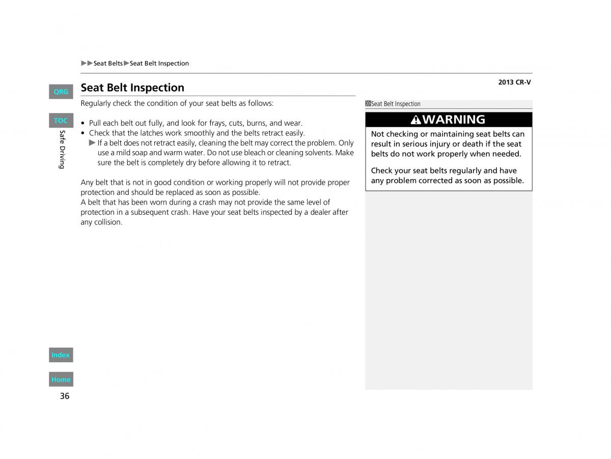 Honda CR V IV 4 owners manual / page 37