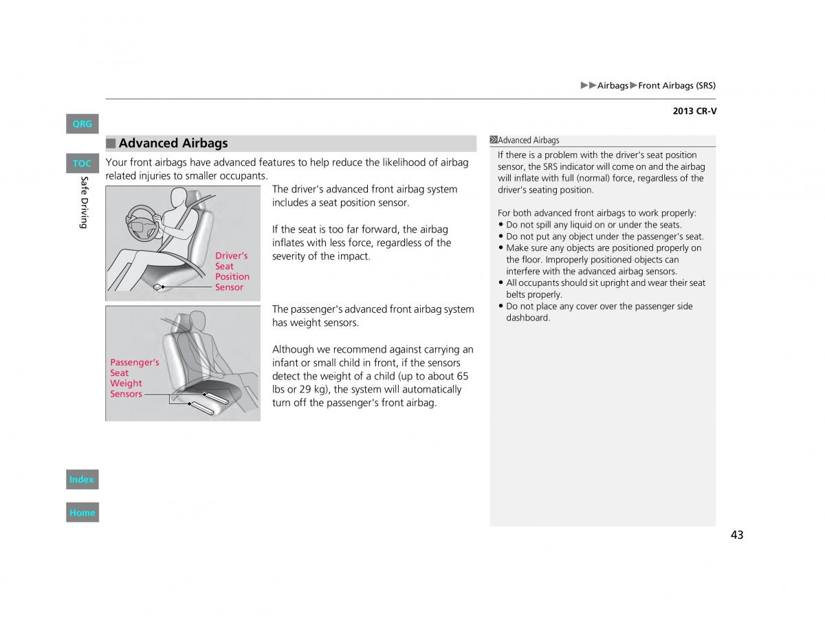 Honda CR V IV 4 owners manual / page 44