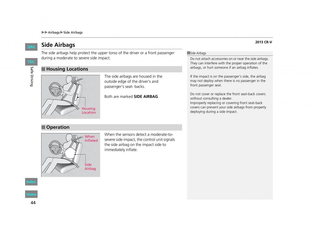 Honda CR V IV 4 owners manual / page 45