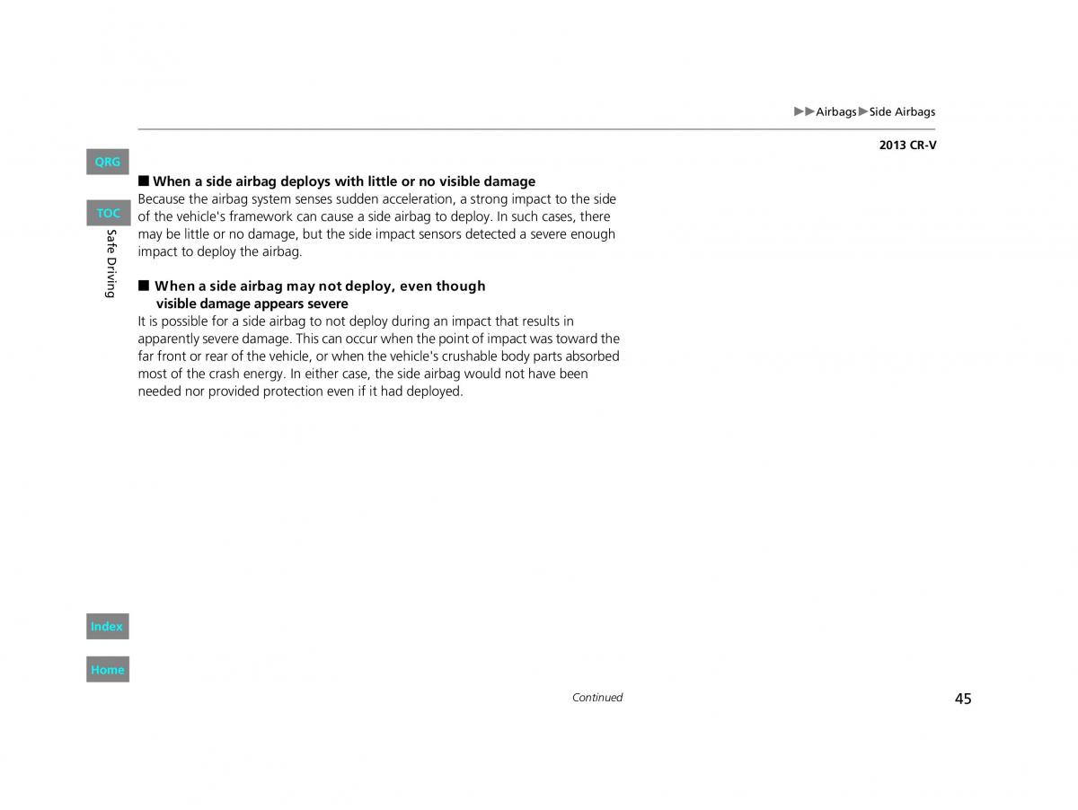 Honda CR V IV 4 owners manual / page 46