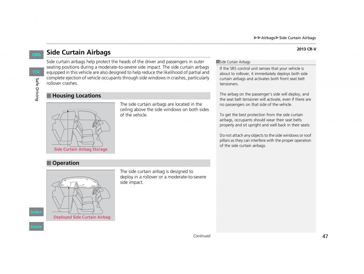 Honda CR V IV 4 owners manual / page 48