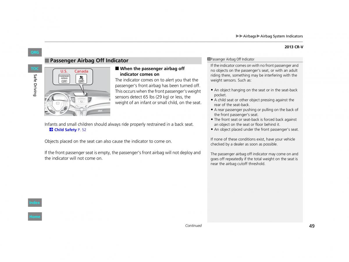 Honda CR V IV 4 owners manual / page 50