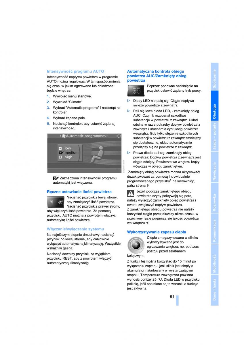 BMW 3 E90 owners manual / page 93