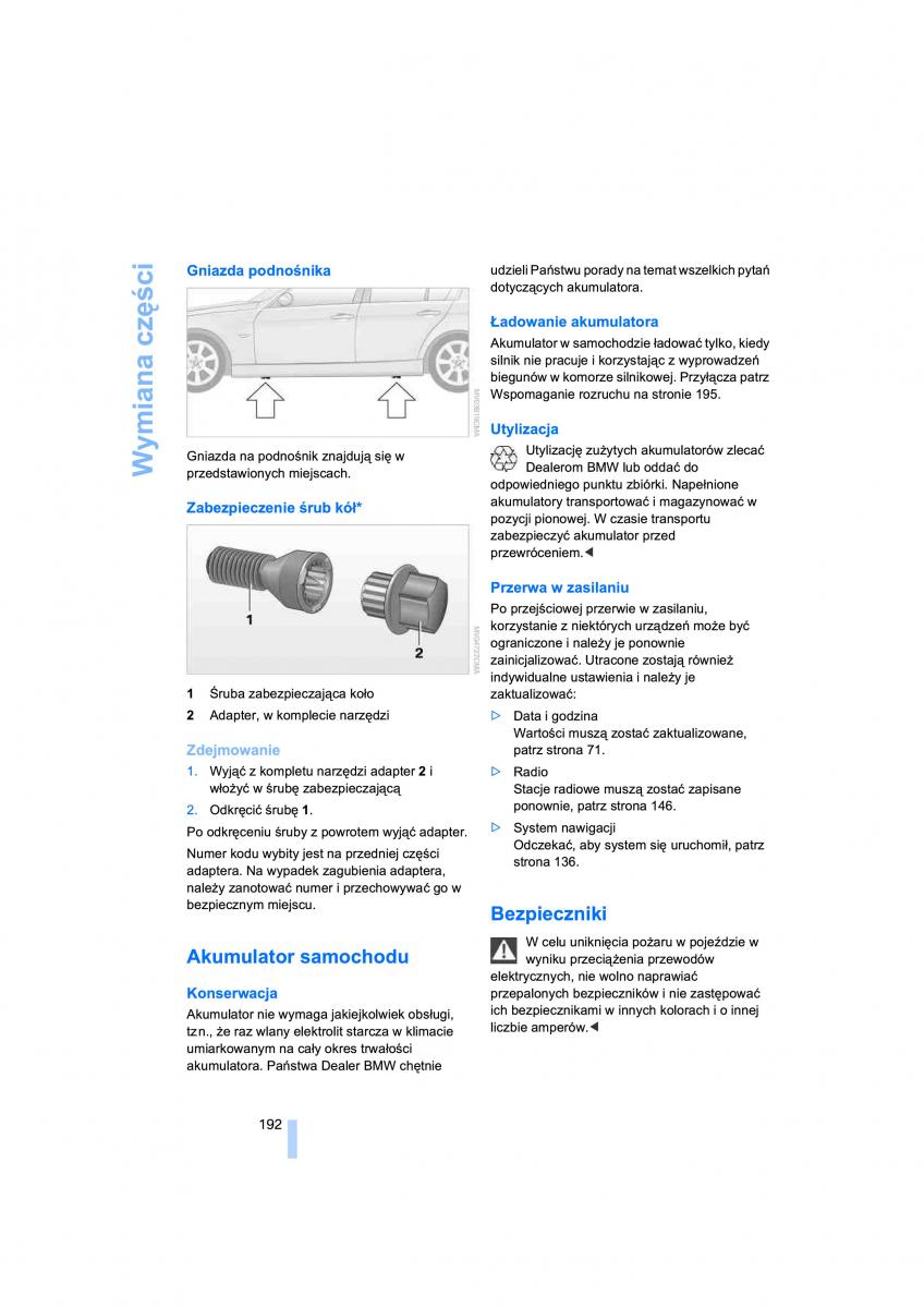 BMW 3 E90 owners manual / page 194