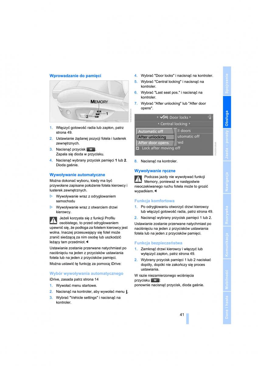 BMW 3 E90 owners manual / page 43